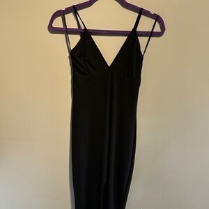 Dance & Marvel Black Midi Dress with Spaghetti Straps